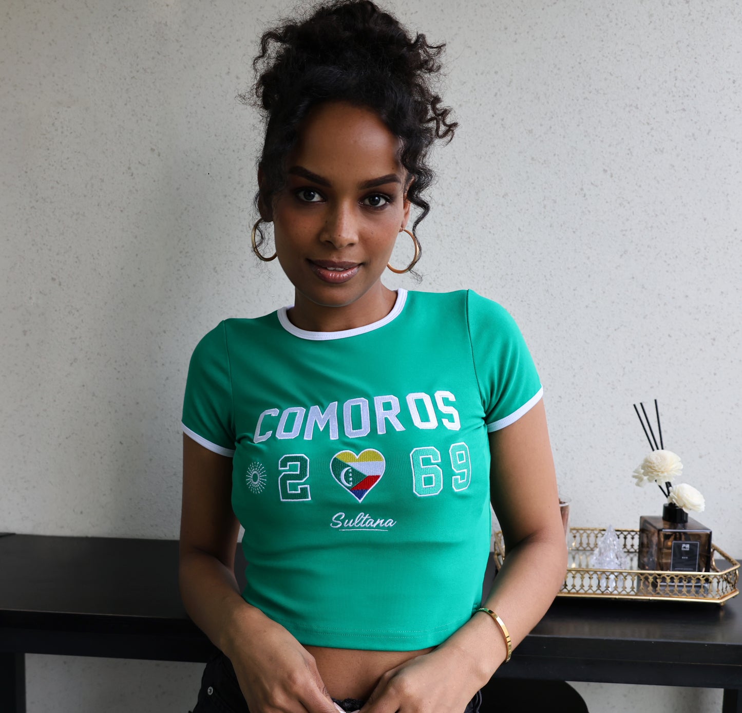 Comoros Embroidered Baby Tee