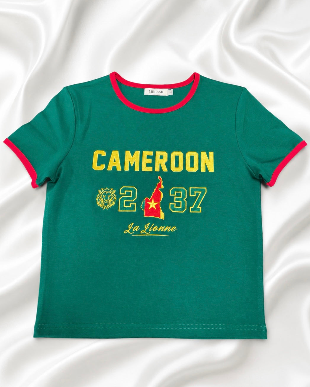 Embroidered Cameroon Baby Tee (Green)